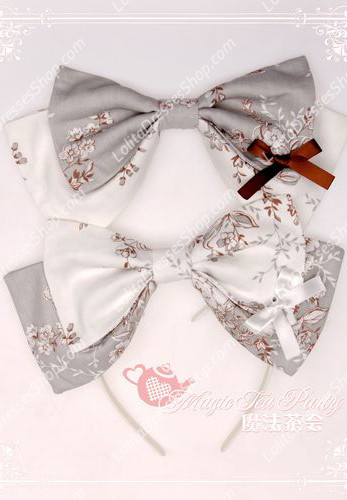 White and Grey Cotten Sweet Magic Tea Party Knot JSK Lolita Headband