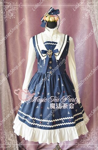 Cotten Sweet The Anchor of the sea Magic Tea Party Knot JSK Lolita Dress