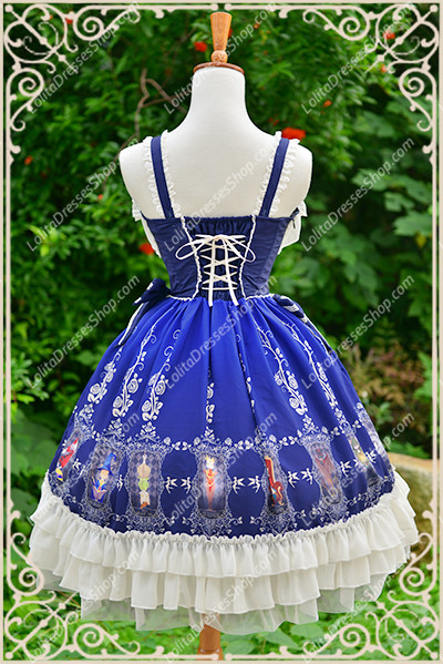 Blue Cotten Sweet Cat Tarot Knot JSK Lost Candy Lolita Dress