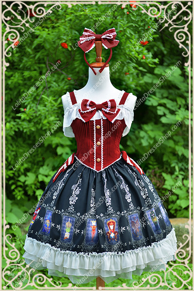 Red Cotten Sweet Cat Tarot Knot JSK Lost Candy Lolita Dress