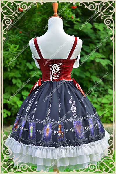 Red Cotten Sweet Cat Tarot Knot JSK Lost Candy Lolita Dress