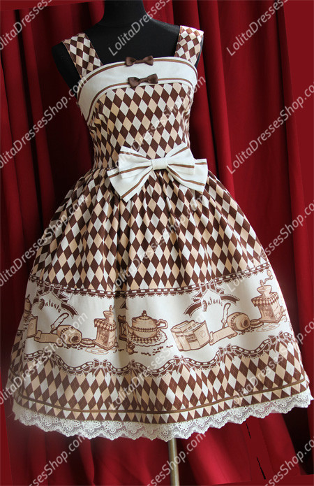 Brown Cotten Sweet LOLIta Coffee Time JSK Infanta Lolita Dress