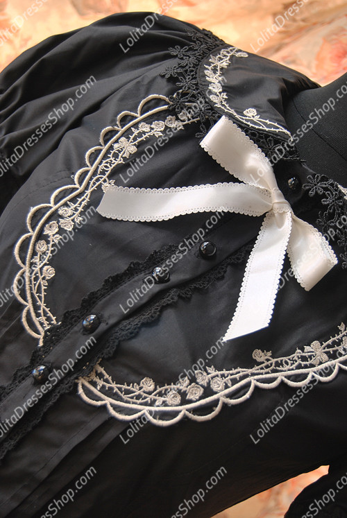 Black Cotten Sweet Short Sleeve JSK Infanta Lolita Blouse