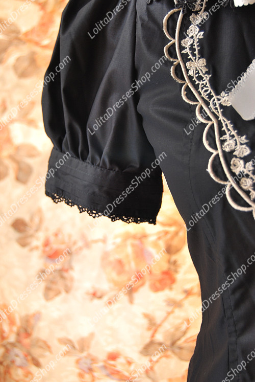 Black Cotten Sweet Short Sleeve JSK Infanta Lolita Blouse