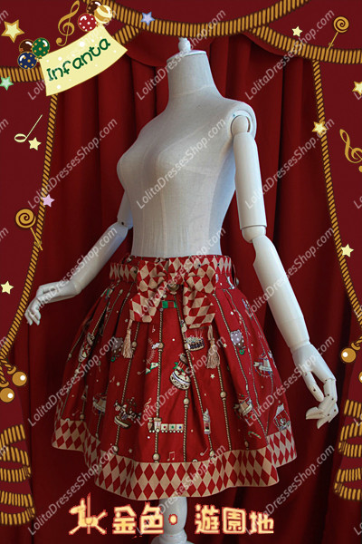 Sweet Cotten Golden Kursaal Print Infanta Lolita Half Dress