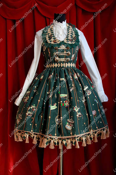Sweet Cotten Round Neck Golden Kursaal Print Infanta Lolita Dress