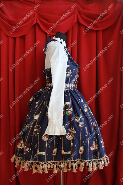 Sweet Cotten Round Neck Golden Kursaal Print Infanta Lolita Dress