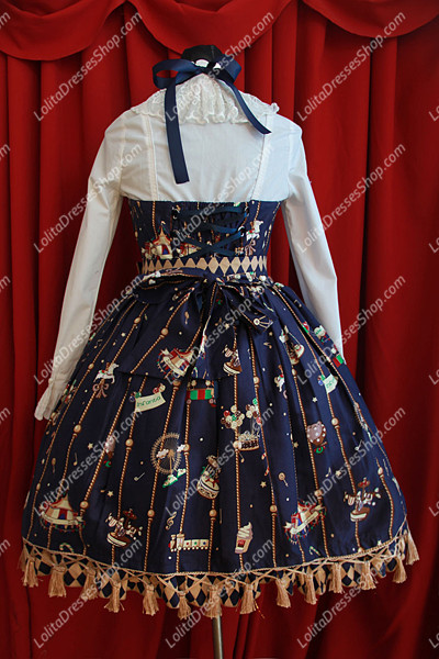 Sweet Cotten Round Neck Golden Kursaal Print Infanta Lolita Dress