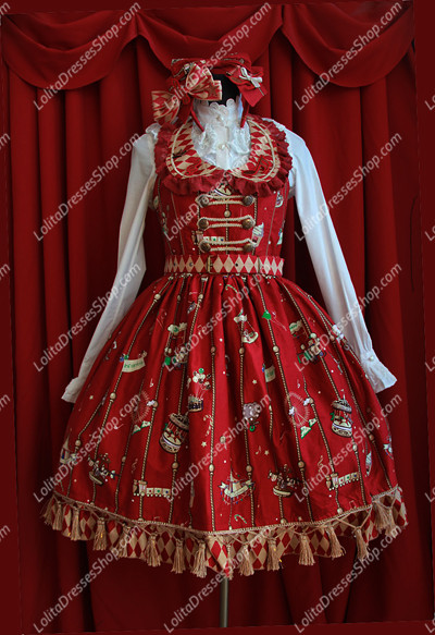 Sweet Cotten Round Neck Golden Kursaal Print Infanta Lolita Dress