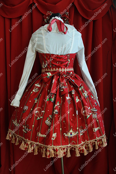 Sweet Cotten Round Neck Golden Kursaal Print Infanta Lolita Dress