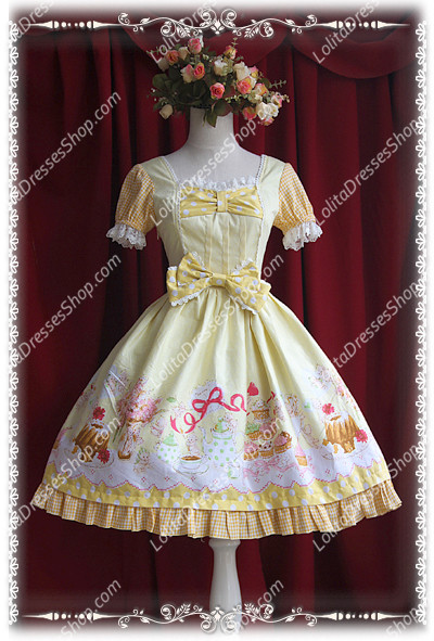Sweet Cotten Cream House sweety Knot Sk Infanta Lolita Dress