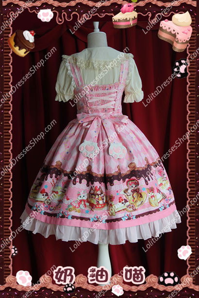 Sweet Cotten Cream Cat sweety KC Infanta Short sleeve Blouse Outfit Dress