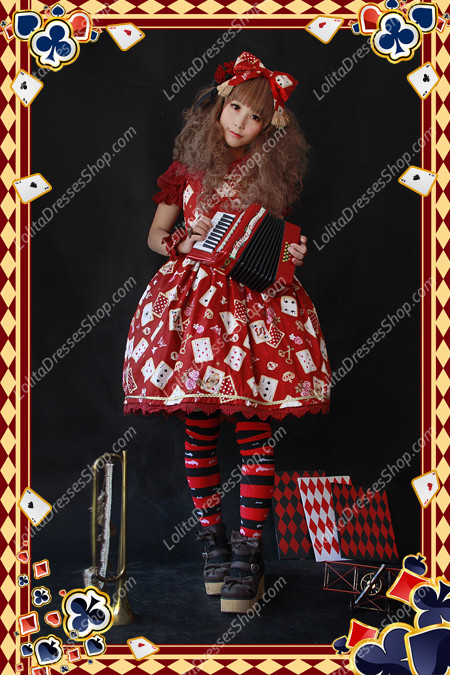 Sweet Cotten JSK Card printing Infanta Waist Dress