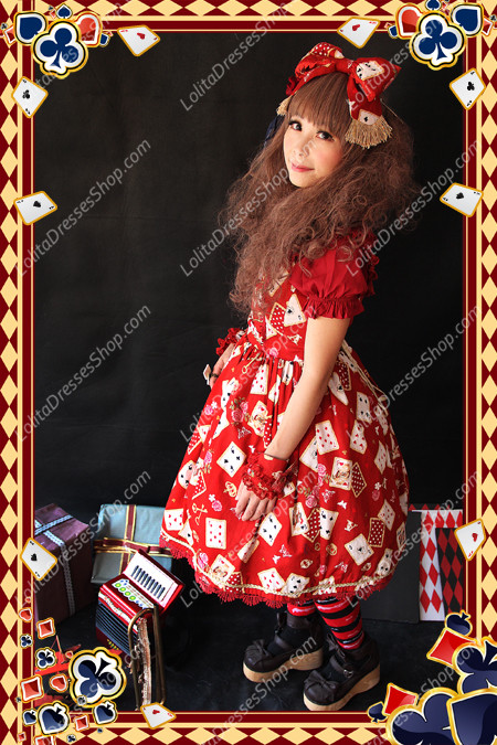 Sweet Cotten JSK Card printing Infanta Waist Dress