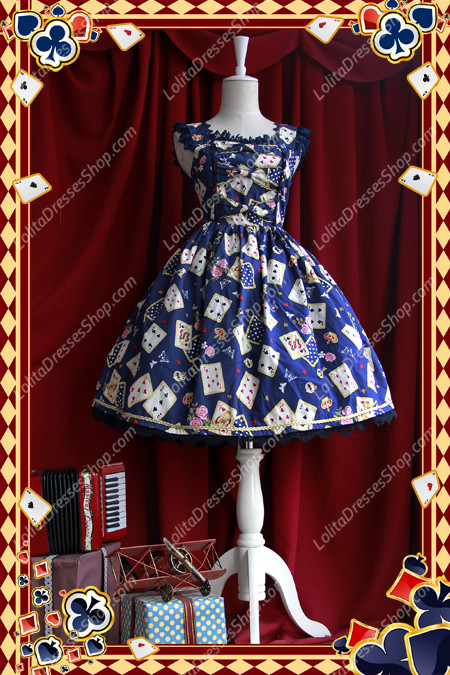 Sweet Cotten JSK Card printing Infanta Waist Dress