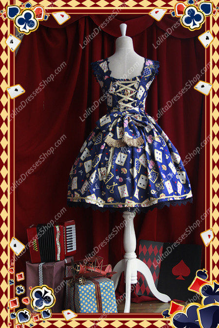 Sweet Cotten JSK Card printing Infanta Waist Dress