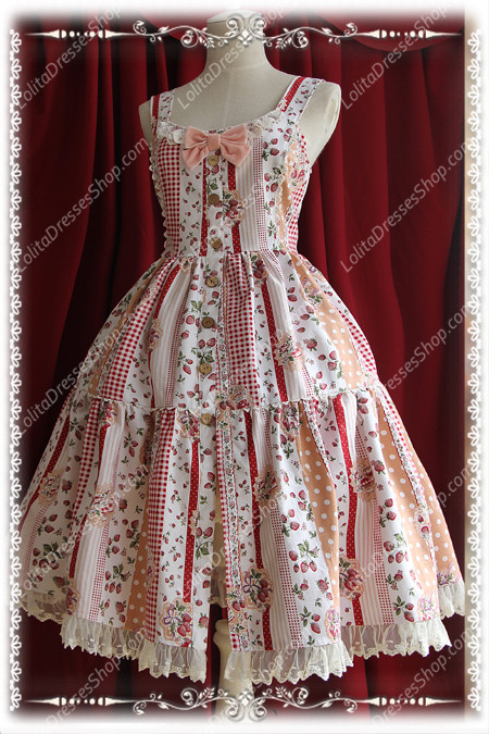 Sweet Cotten The collage style garden strawberry Infanta Lolita Dress