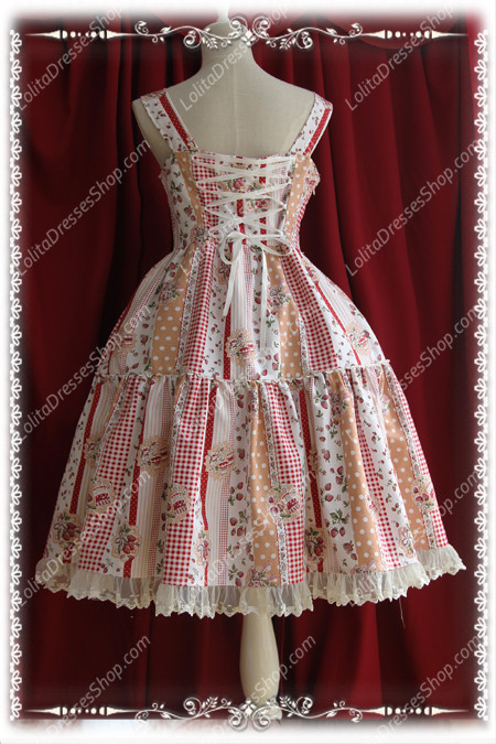 Sweet Cotten The collage style garden strawberry Infanta Lolita Dress