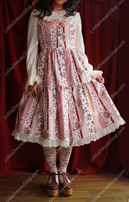 Sweet Cotten The collage style garden strawberry Infanta Lolita Dress