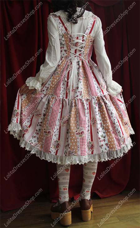 Sweet Cotten The collage style garden strawberry Infanta Lolita Dress