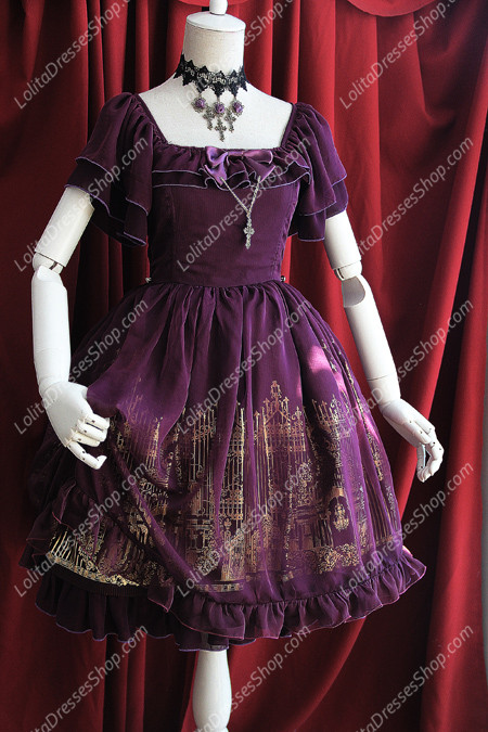 Sweet Cotten Bronzing Chiffon strawberry Infanta Lolita Dress