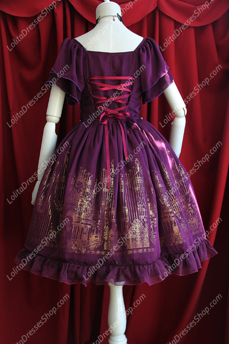 Sweet Cotten Bronzing Chiffon strawberry Infanta Lolita Dress