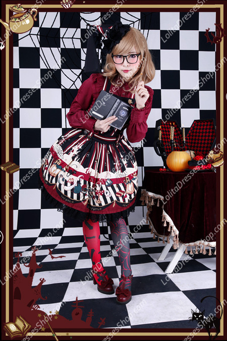 Sweet Cotten Dark Magic Party Infanta Lolita Overalls Dress