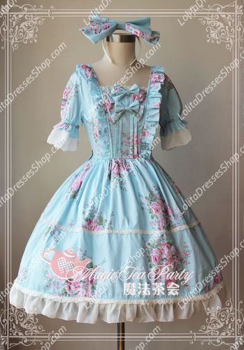 Blue Cotten Sweet Magic Tea Party Knot JSK Lolita Headband