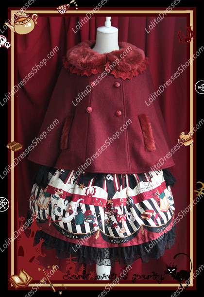 Sweet Woollen Dark Magic Party Infanta Lolita Bats Cloak