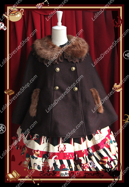 Sweet Woollen Dark Magic Party Infanta Lolita Bats Cloak