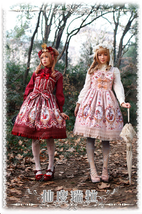 Sweet Cotten Infanta Print Cinderella Ruffles Bow Lolita Dress