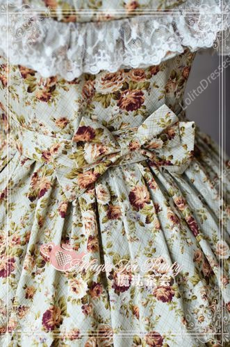 Cotten Sweet Magic Tea Party Flower Print Knot JSK Lolita Dress