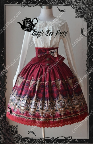 Cotten Sweet Magic Tea Party SK Knot Lolita High Waist Dress