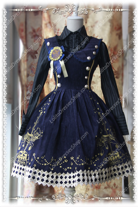 Sweet Cotten Carousel Gold And Silver Thread Embroidery Infanta Lolita JSK