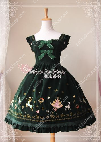 Sweet Magic Tea Party JSK Floral Christmas Embroidery Lolita Dress