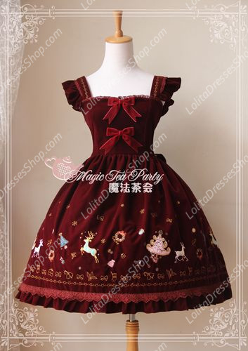 Sweet Magic Tea Party JSK Floral Christmas Embroidery Lolita Dress