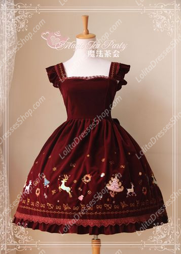 Sweet Magic Tea Party JSK Floral Christmas Embroidery Lolita Dress