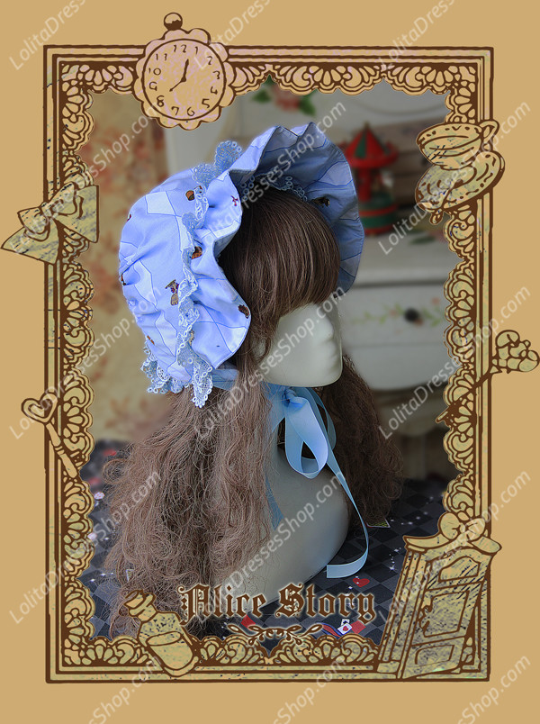 Sweet Cotten Print Alice Story Infanta Lolita Bonnet