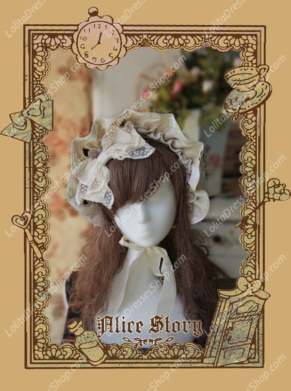 Sweet Cotten Print Alice Story Infanta Lolita Bonnet