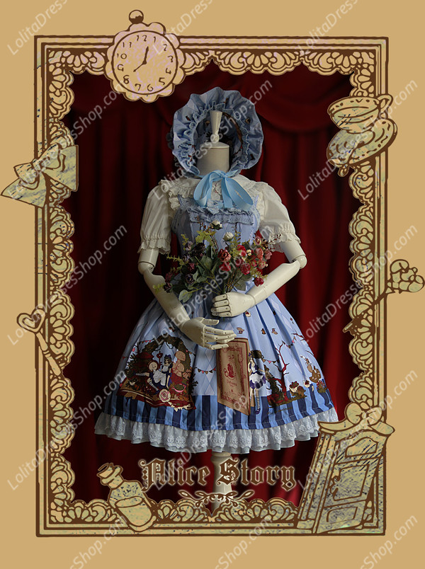 Sweet Cotten Print Alice Story Infanta Lolita Bonnet