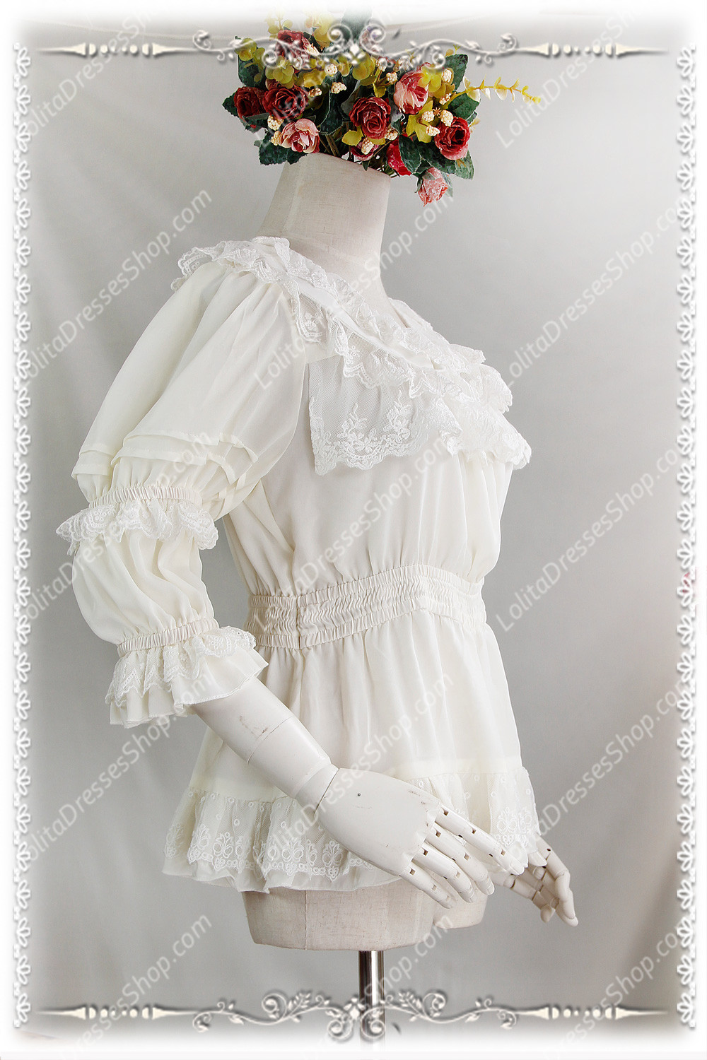 Sweet Lace Chiffon Three Quarter Infanta Lolita Shirt