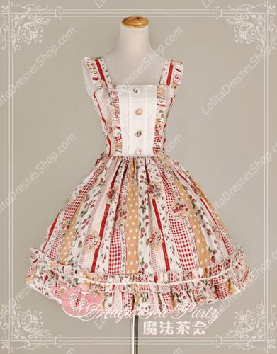 Sweet Magic Tea Party JSK Floral Strawberry Jam Lolita Dress