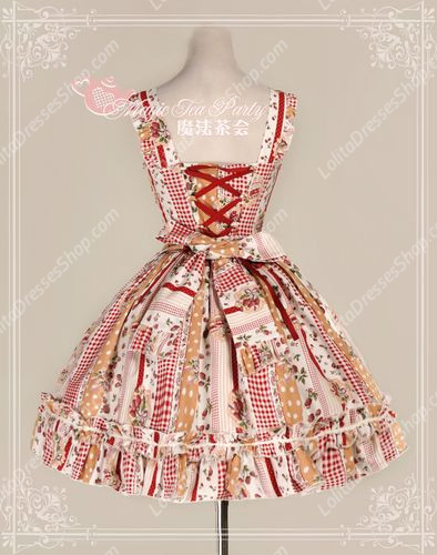 Sweet Magic Tea Party JSK Floral Strawberry Jam Lolita Dress