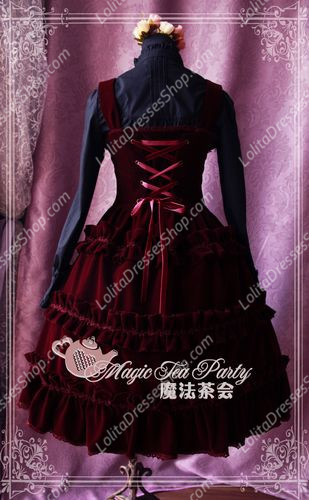 Sweet Magic Tea Party JSK Floral Velveteen suit Lolita Dress