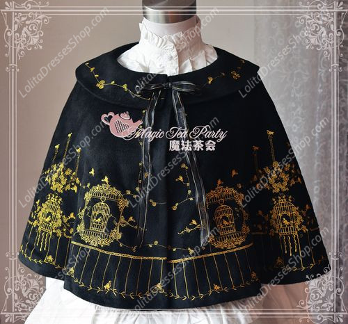 Sweet Magic Tea Party JSK Floral Gplden Embroidery Lolita Cape