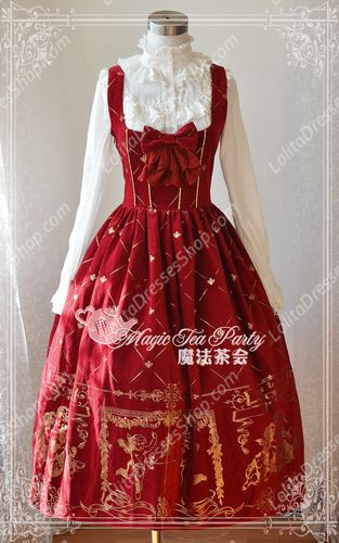 Sweet Magic Tea Party JSK Chest supporting Bronzing Long Lolita Dress