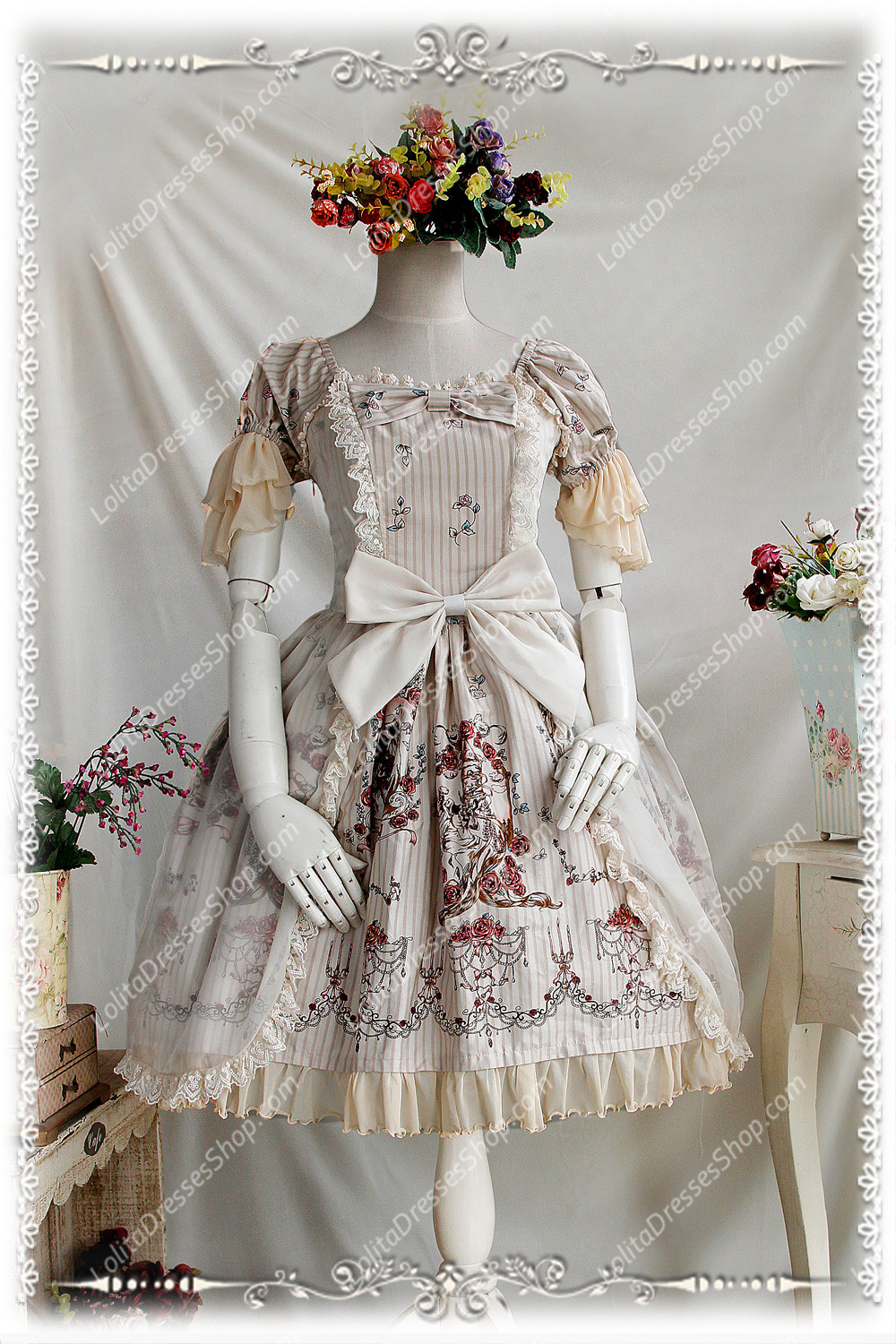 Sweet Cotten Print Jangled Infanta Lolita Dress