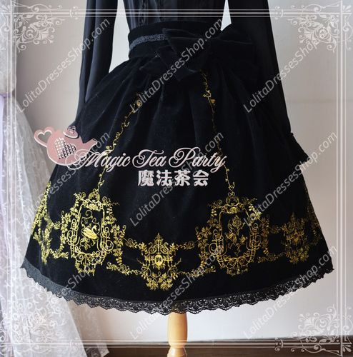 Sweet Magic Tea Party JSK Floral Swan Embroidery Lolita Half Dress