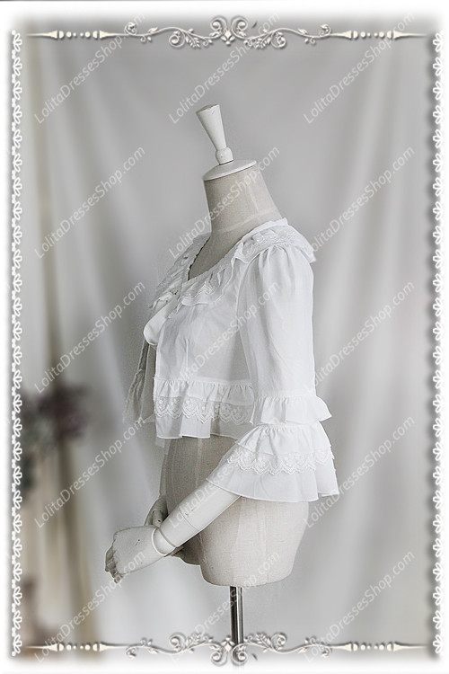 Sweet Cotten Three Quarter Chiffon Infanta Lolita Shirt