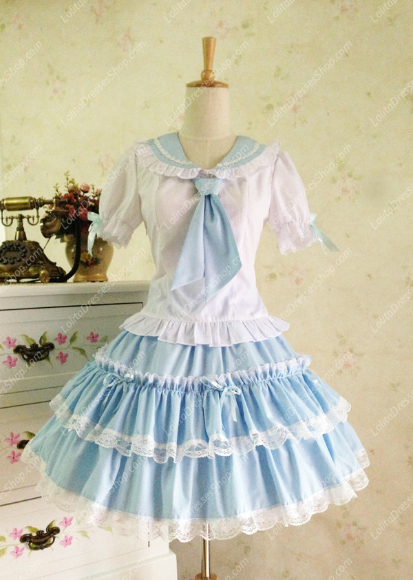 Sweet Cotten Salior Three piece-suit Lolita Dress